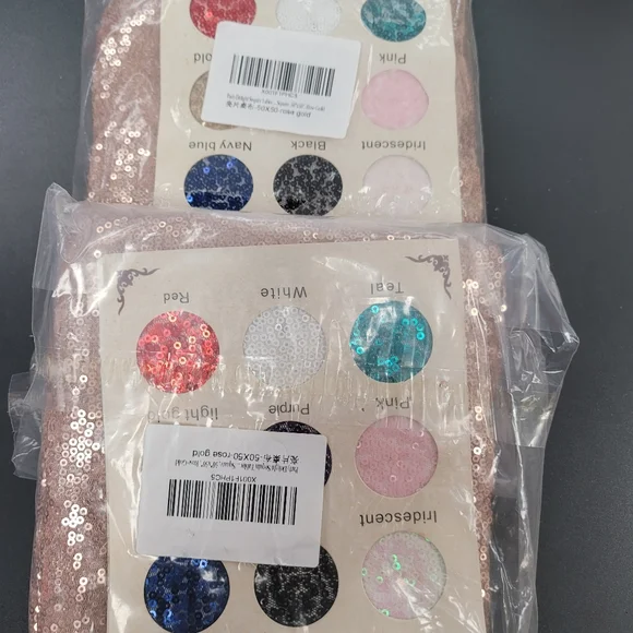 2pk Rose Gold sequin Tablecloth 50" X 50" - Picture 2 of 6